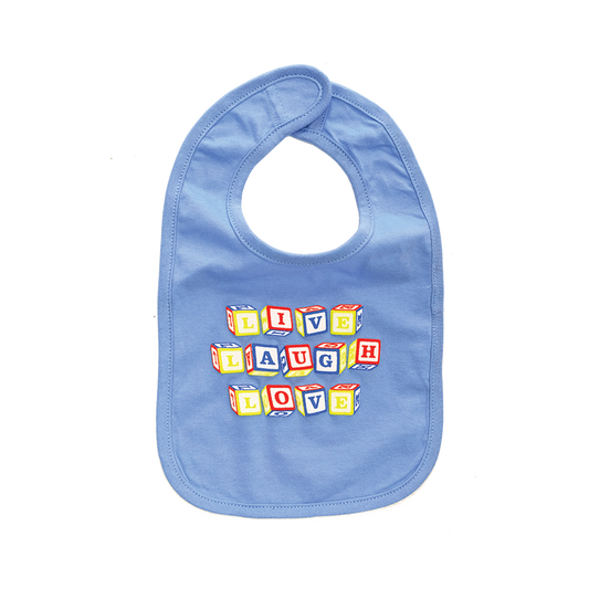 Live Laugh Love Clear Blue Bib