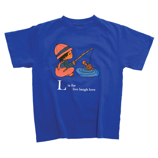L is for Live Laugh Love Cobalt Blue toddler tee