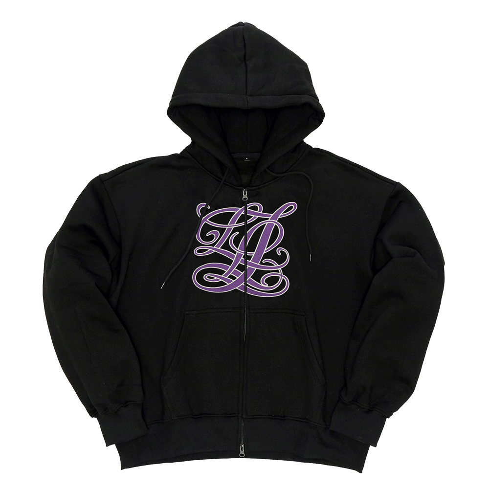 LLL Appliqué Zip Up Hoodie (Black)