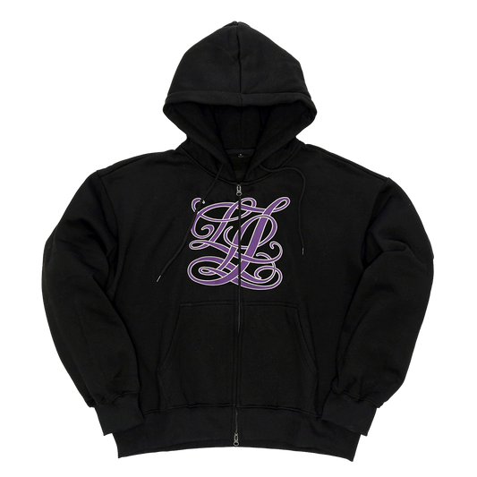 LLL Appliqué Zip Up Hoodie (Black)